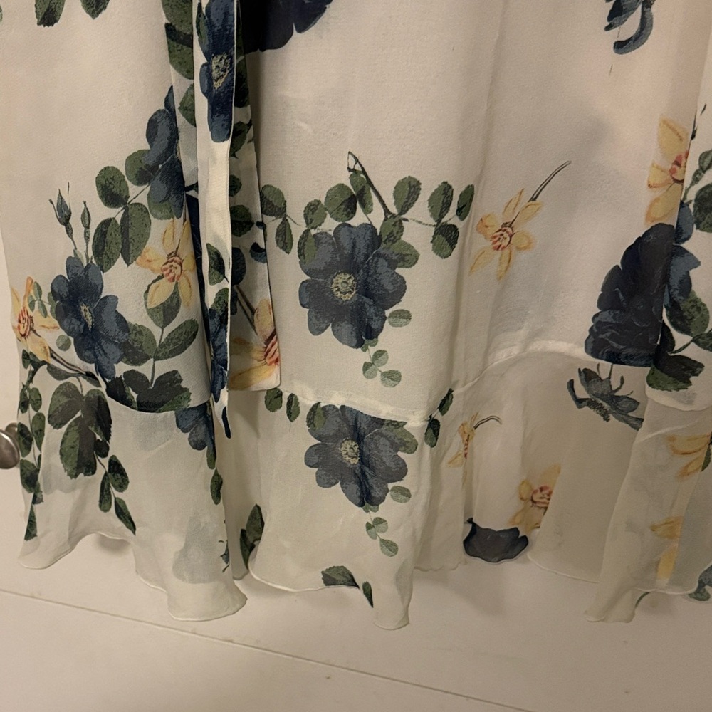 NICHOLAS Silk Wrap Floral Midi Dress - White and Blue - Picture 9 of 9